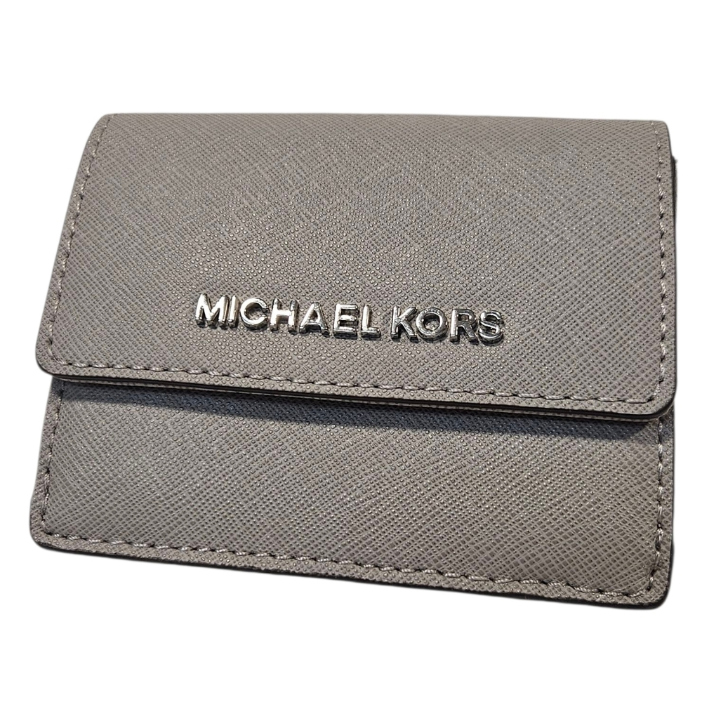 Michael Michael Kors Gray Saffiano Leather Compact Wallet